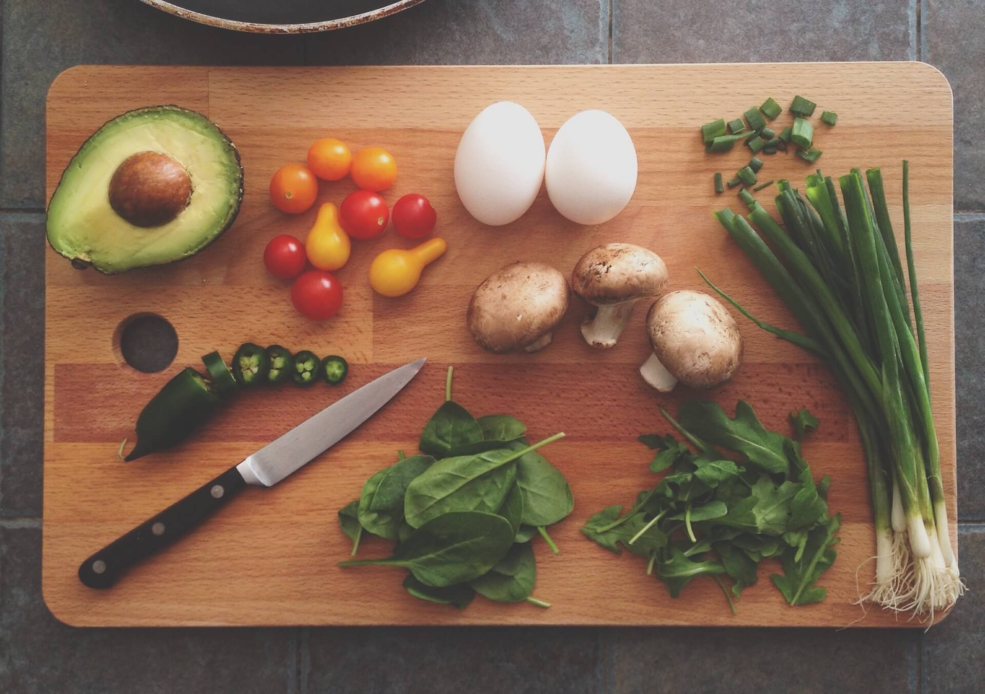 Fresh ingredients on a cutting board