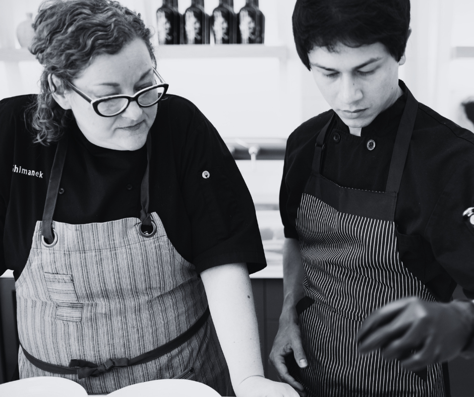 cooks looking at a reciept